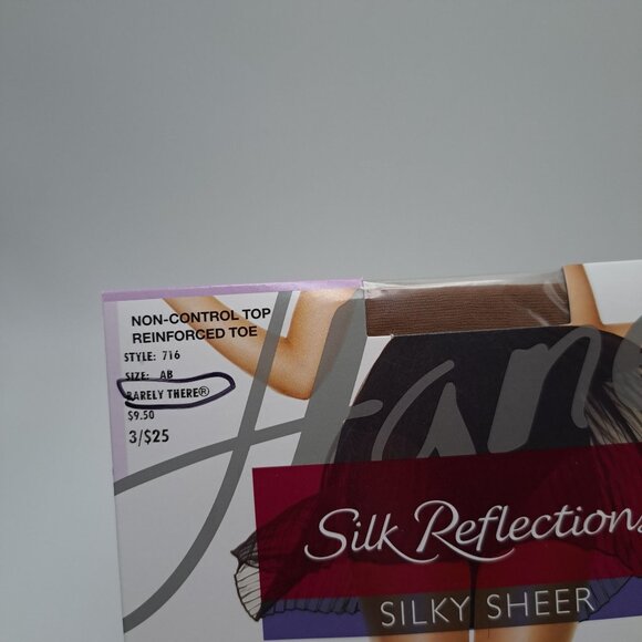 Hanes Silk Reflections Silky Sheer Pantyhose Non-Control Top AB Brown - Picture 6 of 14